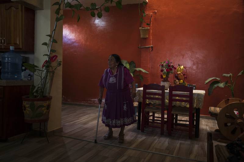 Guadalupe Ruiz, 92, in her home in San Juan Nuevo Parangaricutiro.  Ruiz remembers a feeling 'like water rising underground' and, finally, it was 'like a thunderclap or a kick from a horse'