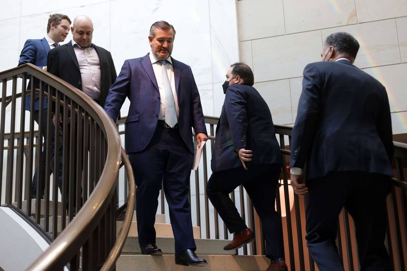 Ted Cruz arrives at a closed Iran briefing before the Senate Foreign Relations Committee at the US Capitol on Wednesday. Getty Images