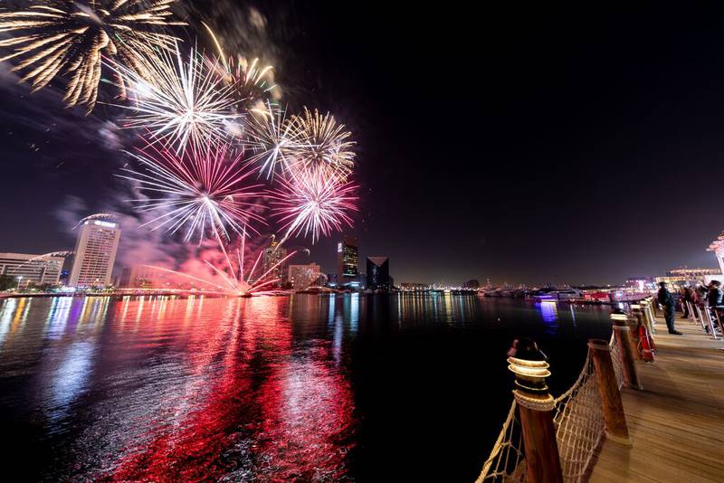 Fireworks at Al Seef, Dubai, during the 2019 Dubai Shopping Festival. Photo: DSF