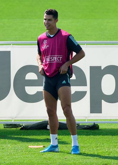 Juventus' Cristiano Ronaldo during training. Reuters