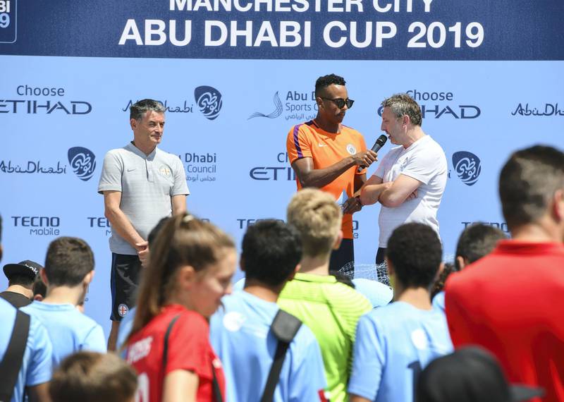 Abu Dhabi, United Arab Emirates - The MC for the day at Abu Dhabi World Cup Day 1, Zayed Sports City. Khushnum Bhandari for The National
