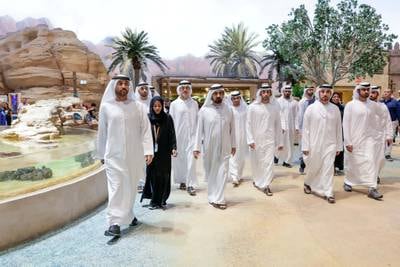 Sheikh Mohammed bin Rashid, Vice President and Ruler of Dubai, also visited Abu Dhabi World inside SeaWorld, which offers a glimpse into the marine heritage of the UAE