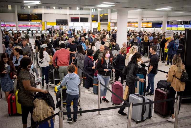 Travellers have been frustrated by long queues at Gatwick Airport. EPA