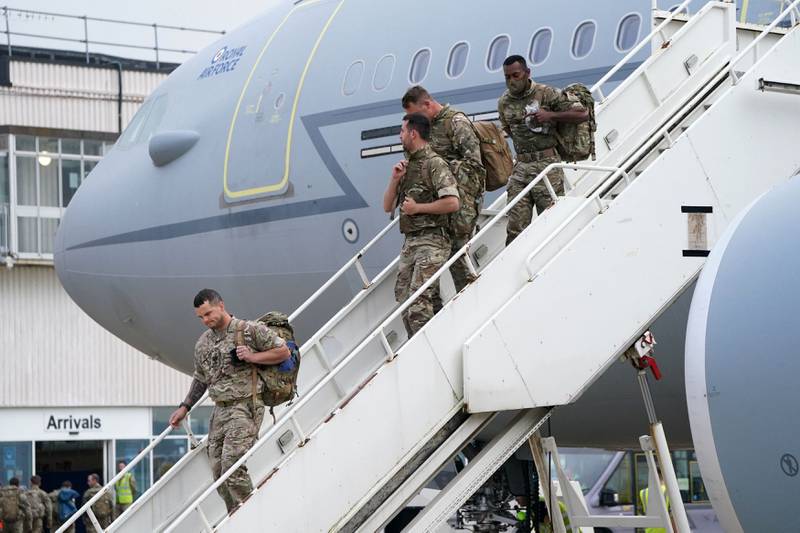 The troops left Kabul on Saturday, bringing to an end Britain's 20-year military involvement in Afghanistan.  AFP