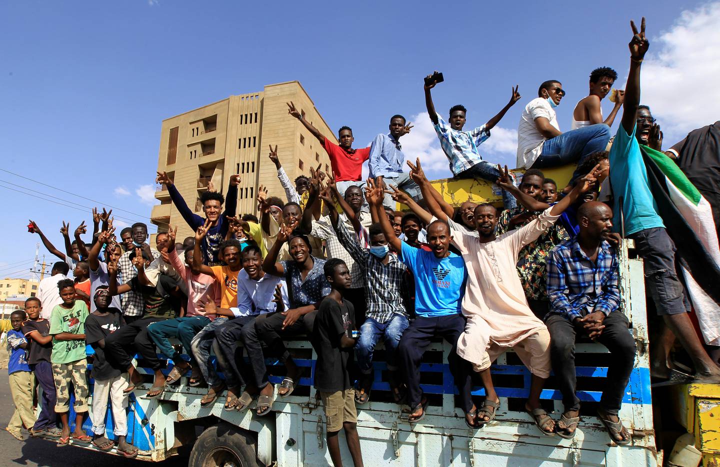 Protesters demonstrate against the Sudanese military's recent seizure of power. Reuters