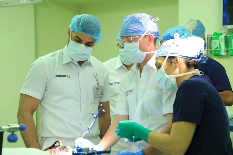Doctors carry out brain surgery on Salha Al Dhaheri, who was awake during the procedure. Courtesy: Cleveland Clinic Abu Dhabi