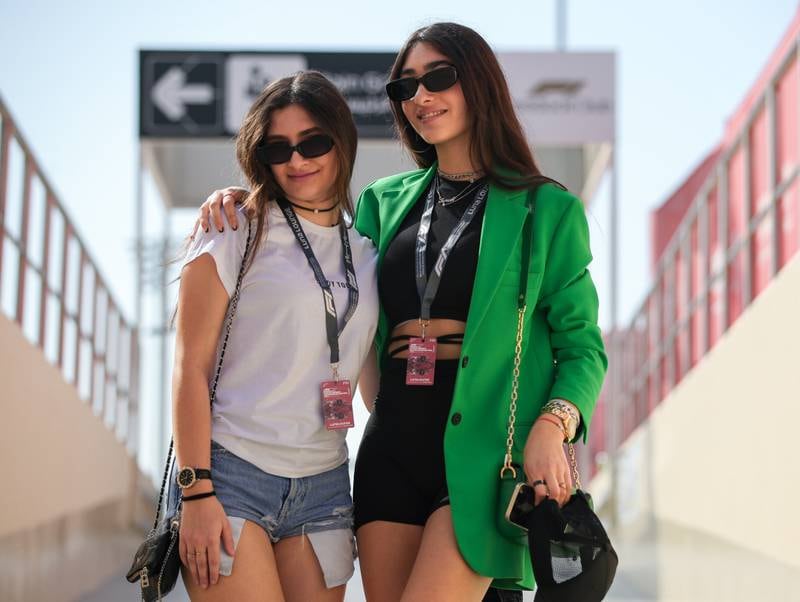 Best friends Sara Mneimneh and Chloe Abisaleh at the F1 fan zone
