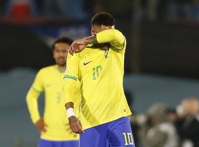 Neymar during Brazil's World Cup qualifying defeat to Uruguay. Reuters