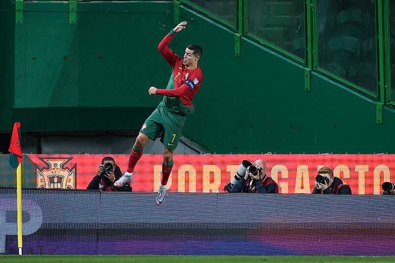 Portugal's Cristiano Ronaldo celebrates after scoring a goal. EPA