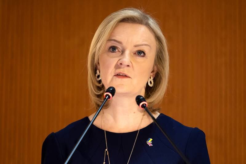 British Foreign Secretary Liz Truss speaks during a session of the UN Human Rights Council in Geneva, Switzerland. Reuters