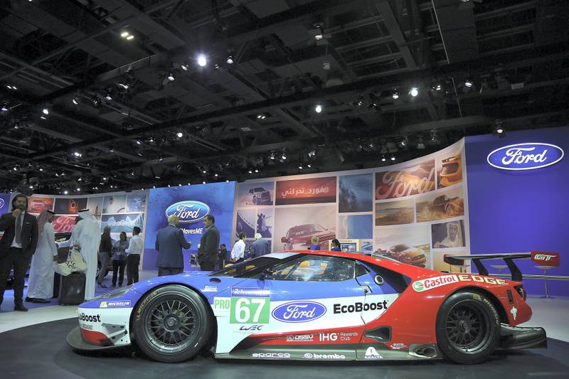 Dubai, 14, Nov, 2017:  Ford Cars displayed at the Dubai International Motor Show in Dubai. Satish Kumar for the National / Story by Adam Workman
