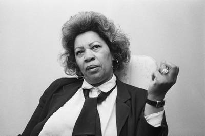 (Original Caption) 12/23/85-Albany, New York: Novelist Toni Morrison discusses her venture into playwriting in Albany. Morrison has earned a reputation as one of America's best fiction writers with her four novels. Getty Images