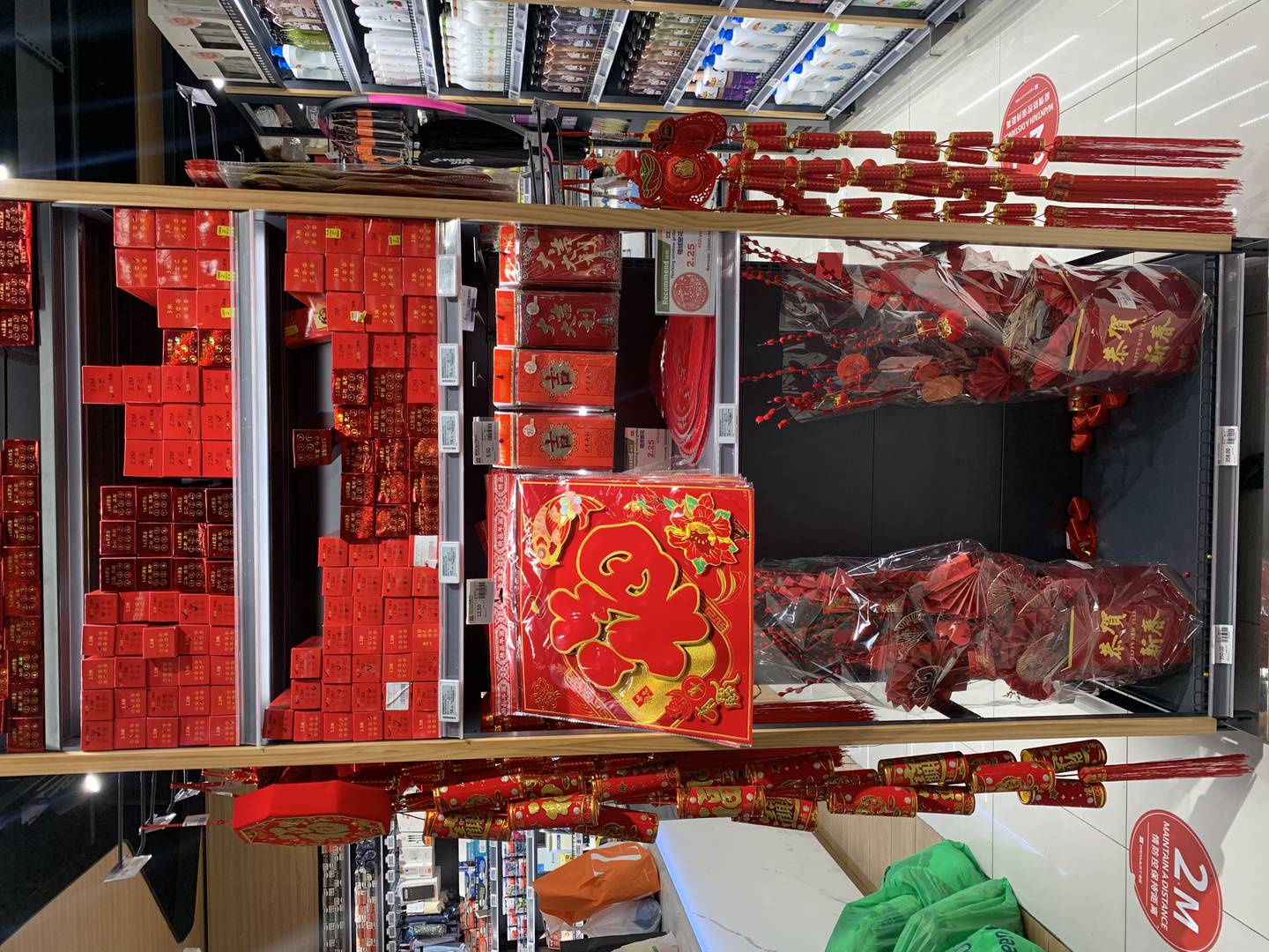 Chinese New Year decorations at WeMart Abu Dhabi. Evelyn Lau / The National