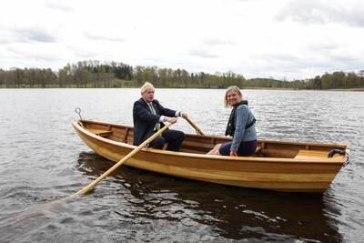 They then went for a row on a lake. Photo: 10 Downing Street