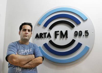 Arta FM founder Siruan Hadsch Hossein at the station’s headquarters in Amude, Syria. Florian Neuhof for The National