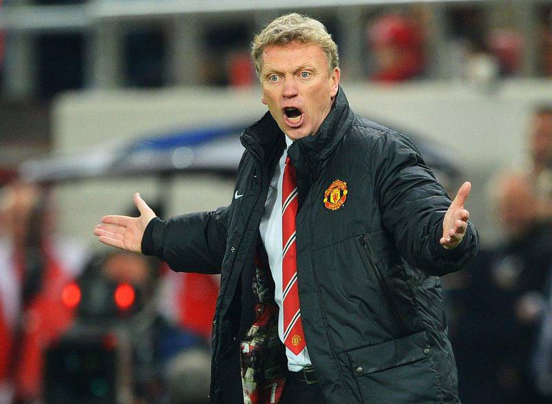 Manchester United manager David Moyes reacts on the touchline during the Uefa Champions League Round of 16 first leg match between Olympiacos FC and Manchester United at Karaiskakis Stadium on February 25, 2014 in Piraeus, Greece. United lost, 2-0. Michael Regan/Getty Images



