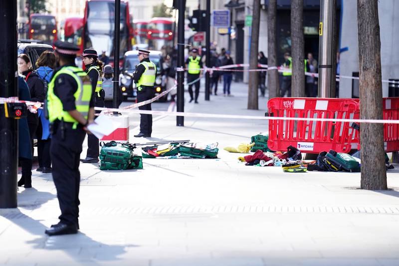 The triple stabbing happened on Bishopsgate in the City of London, police said. PA