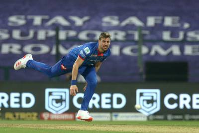 Anrich Nortje of Delhi Capitals bowls during match 11 of season 13 of the Dream 11 Indian Premier League (IPL) between the Delhi Capitals and the Sunrisers Hyderabad held at the Sheikh Zayed Stadium, Abu Dhabi in the United Arab Emirates on the 29th September 2020.  Photo by: Vipin Pawar  / Sportzpics for BCCI
