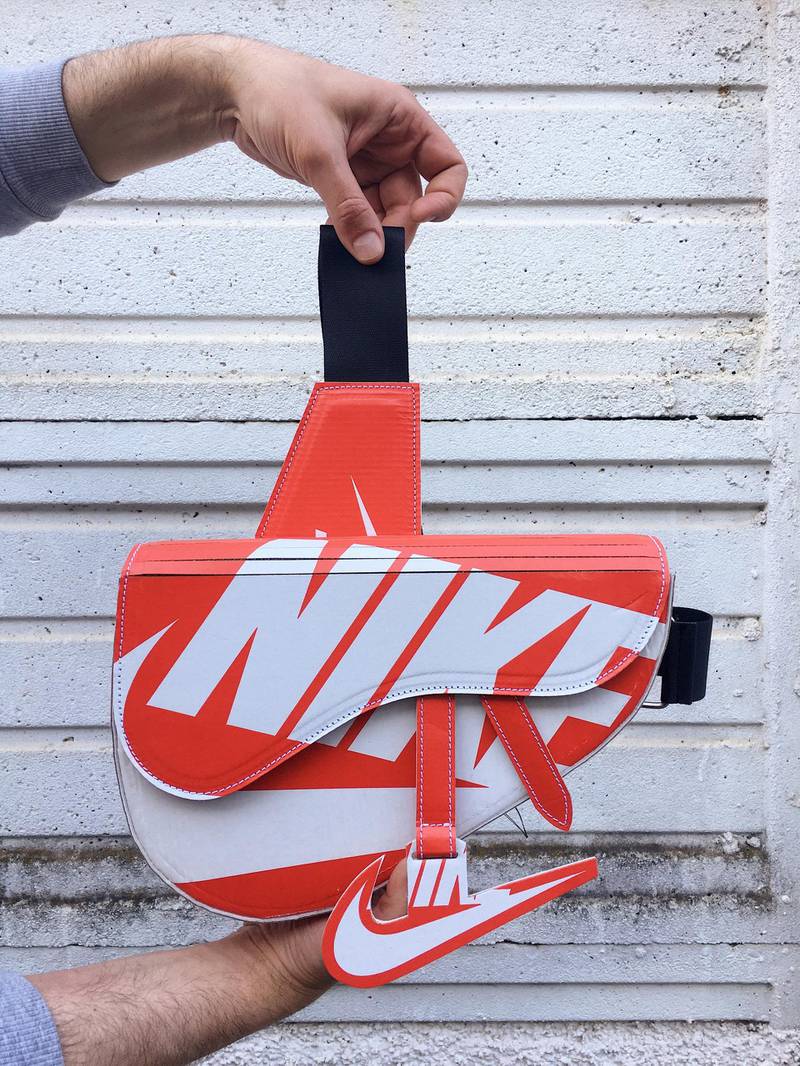 A Dior saddle bag made using a Nike sneakers box