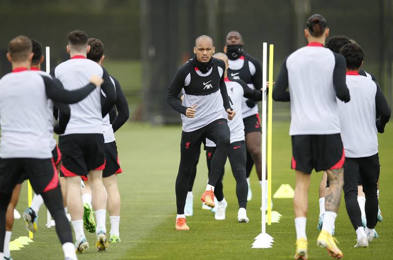 Liverpool's Fabinho during the training session. Action Images