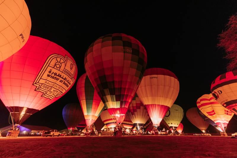 The glow show was part of AlUla Skies, a new festival which includes sunrise and sunset hot air balloon experiences that feature around 150 balloons floating over the ancient site daily.