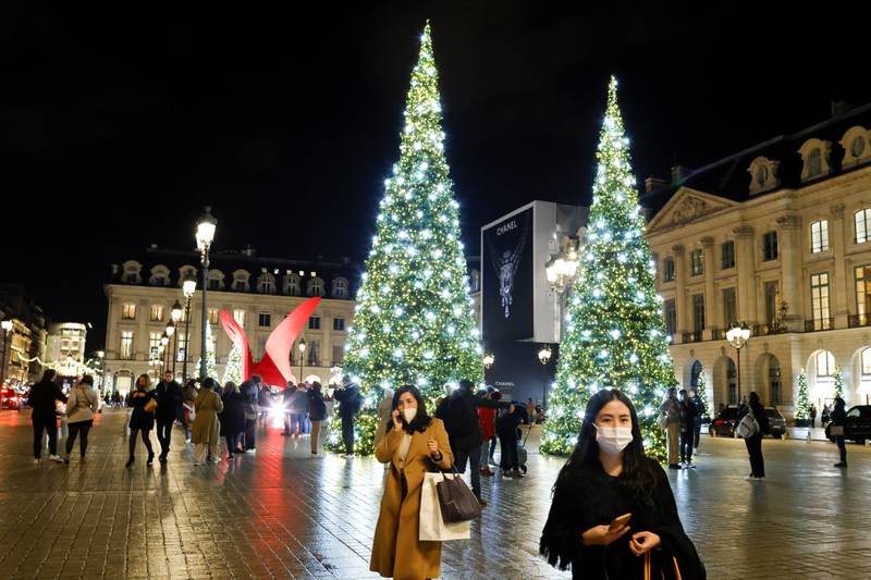 Christmas decorations in Place Vendome in Paris. Reuters