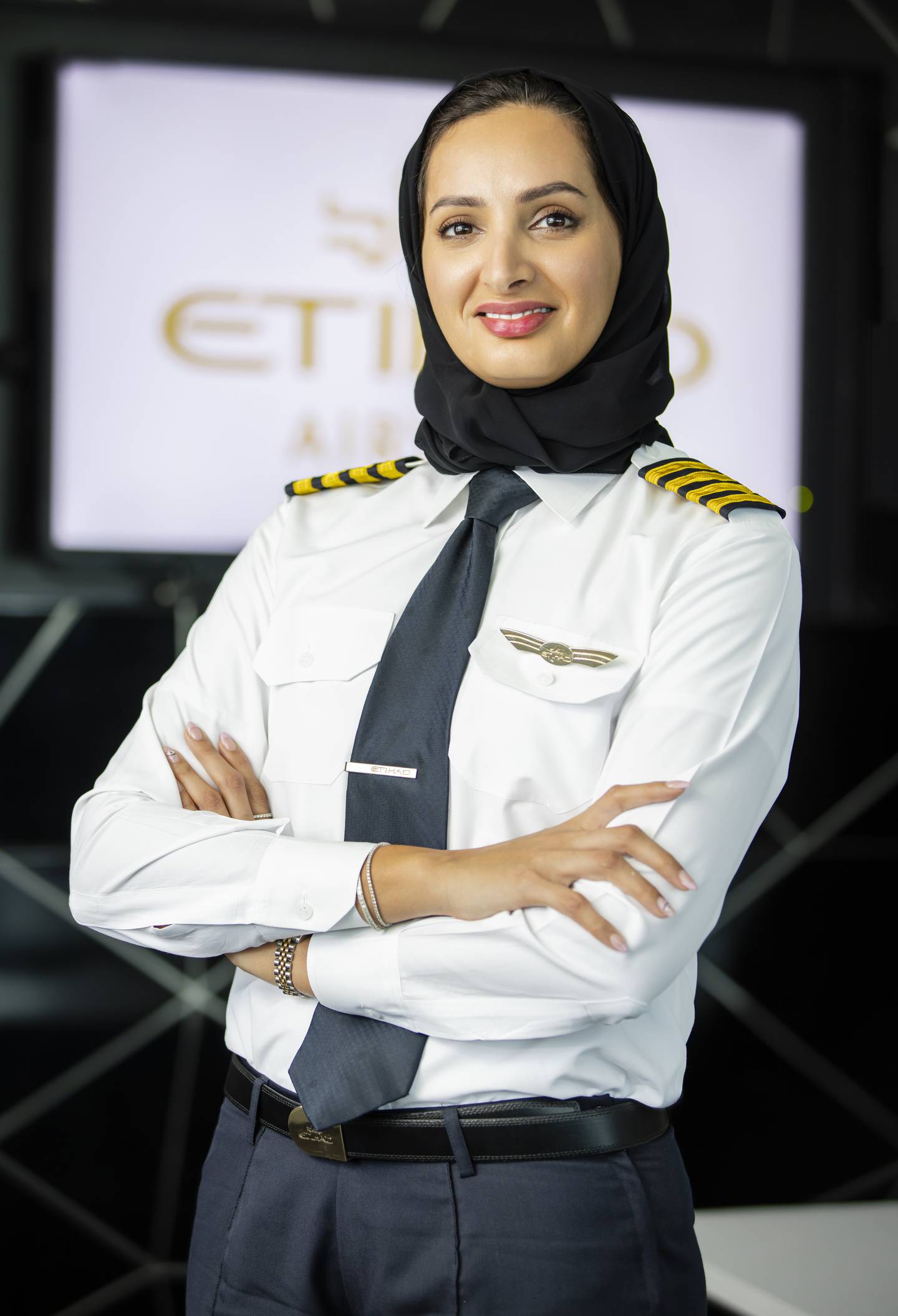 Pilot Aisha Al Mansoori is the UAE's first female airline captain. Photo: Etihad