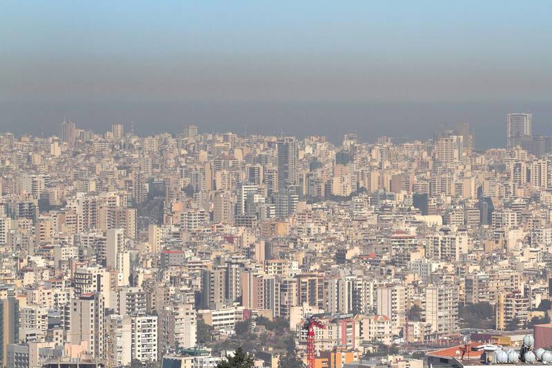 BEIRUT, LEBANON - MARCH 07: Beirut skyline is covered by  a thick layer of toxic Nitogen Dioxide pollutants on March 07, 2016 in Beirut, Lebanon.

PHOTOGRAPH BY Amer Ghazzal / Barcroft Media

UK Office, London.
T +44 845 370 2233
W www.barcroftmedia.com

USA Office, New York City.
T +1 212 796 2458
W www.barcroftusa.com

Indian Office, Delhi.
T +91 11 4053 2429
W www.barcroftindia.com (Photo credit should read Amer Ghazzal / Barcroft Media / Barcroft Media via Getty Images)