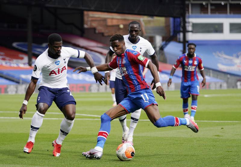 Wilfried Zaha on the ball during the Premier League match between Crystal Palace and Tottenham Hotspur. EPA