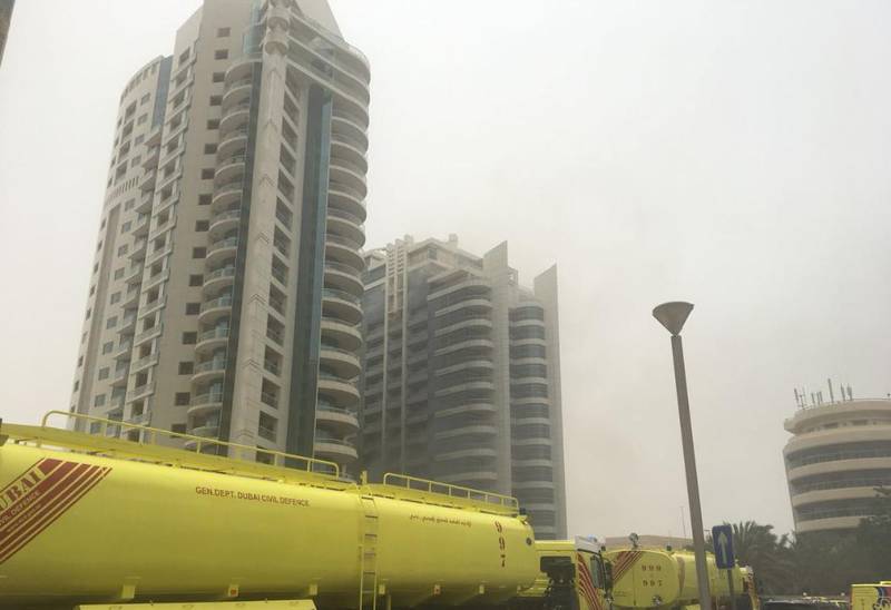 <p>Civil Defence were quickly on the scene to attend to the fire at Zen Tower. Ashleigh Stewart / The National</p>
