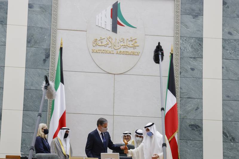 US Secretary of State Antony Blinken on a tour of the National Assembly in Kuwait City.