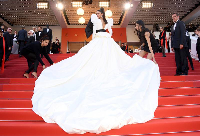 Deepika Padukone wears Dundas to a screening of 'Rocketman' at the Cannes Film Festival on May 16, 2019. Reuters