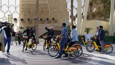 The world's fair has encouraged visitors to use bikes to and from Expo bus stations. Photo: Expo 2020