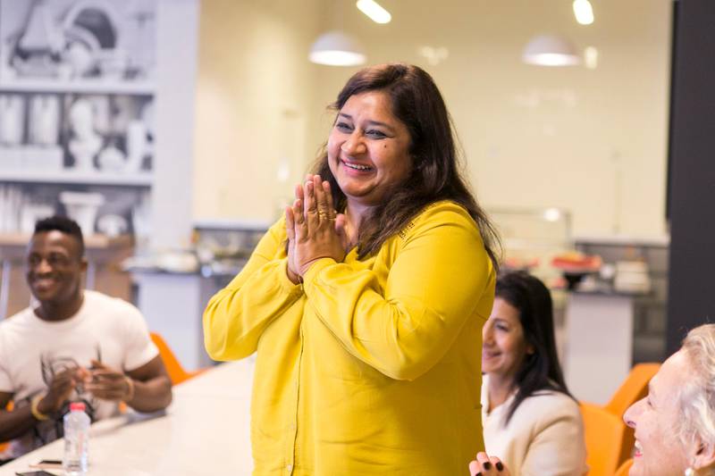 Sagarika Khalkho is announced as the winner of a 5 week intensive Academy Entrepreneurship programme by Mind Cloud, Sagarika Khalkho is announced as the winner today. Reem Mohammed / The National