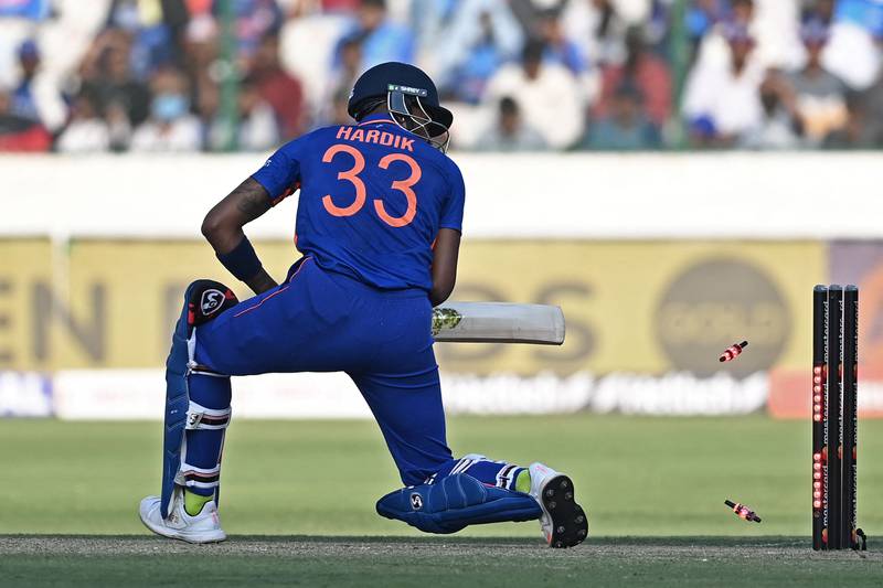 India all-rounder Hardik Pandya was dismissed in controversial circumstances. AFP