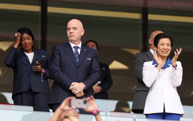 Gianni Infantino, president of FIFA, and Hisako, Princess Takamado, in the crowd for the match between Japan and Costa Rica. Getty Images