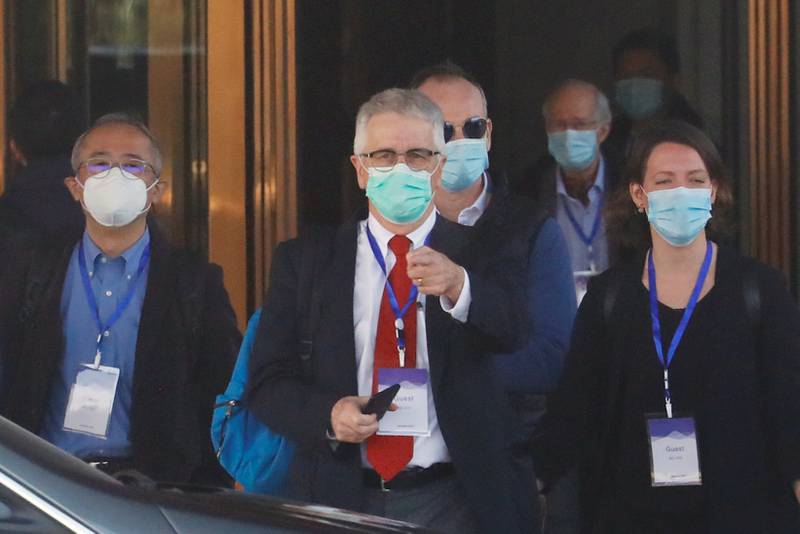 Members of the World Health Organisation (WHO) team tasked with investigating the origins of the coronavirus disease prepare leave a hotel in Wuhan, Hubei province, China. Reuters