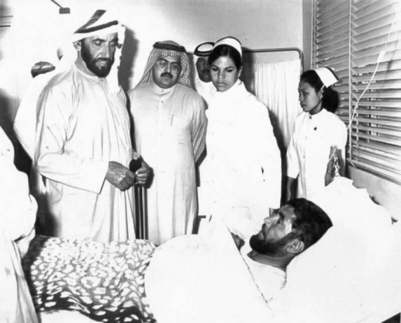 Sheikh Zayed visiting a patient in hospital. Photo: @MohamedBinZayed