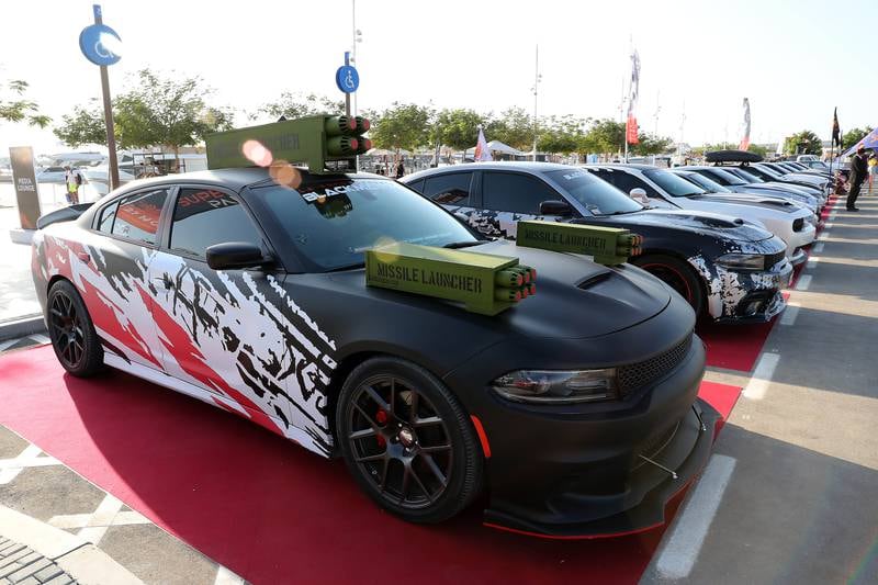 A line-up of customised cars at No Filter DXB. Pawan Singh / The National
