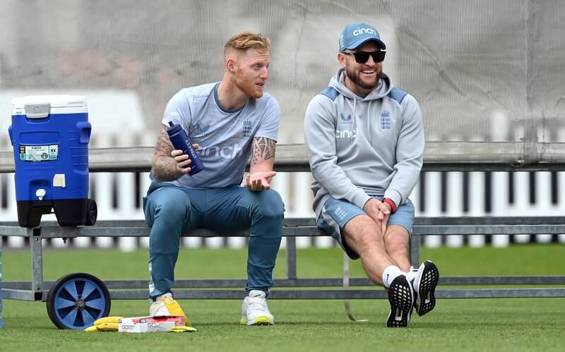 England Test captain Ben Stokes and new coach Brendon McCullum during training at Lord's ahead of the Test series against New Zealand. Getty