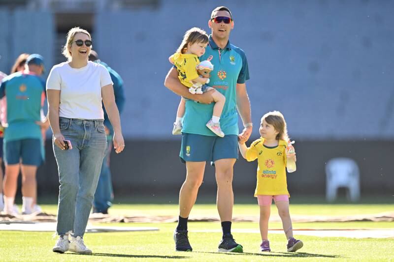 Aussie bowler Scott Boland with his family at the Melbourne Cricket Ground. Getty