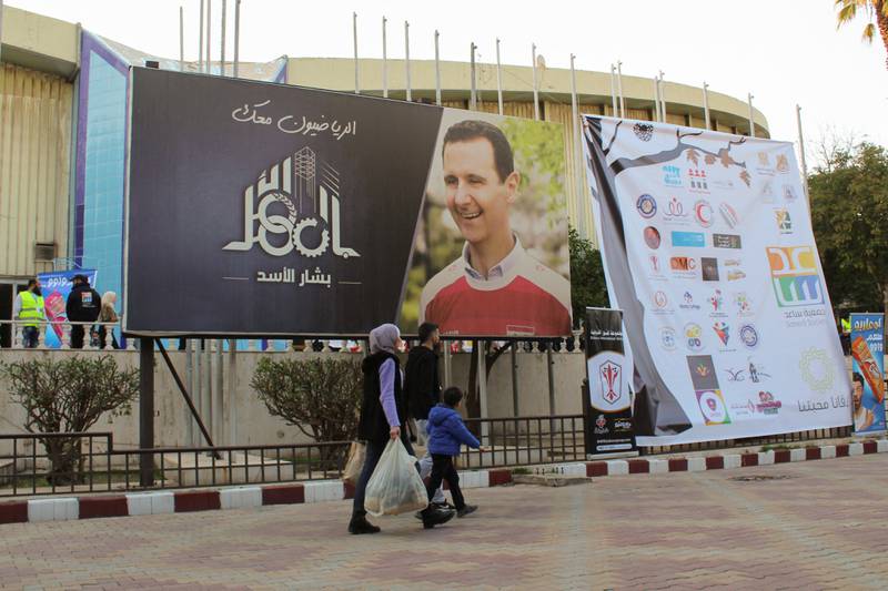 A billboard depicting Syrian President Bashar Al Assad in the capital Damascus. Syria has been hit by severe fuel shortages. Reuters