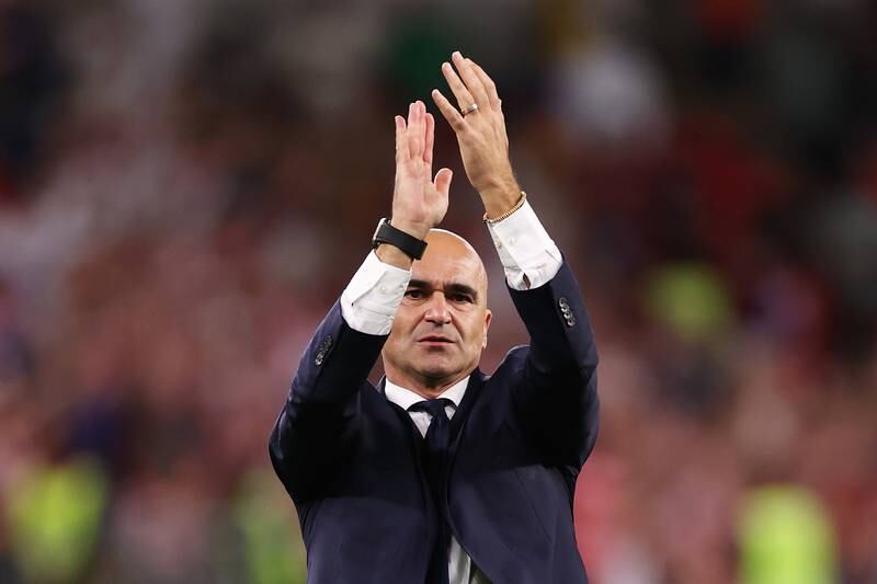 Roberto Martinez applauds Belgium's fans after their sides' elimination from the tournament during the FIFA World Cup Qatar 2022 Group F match between Croatia and Belgium at Ahmad Bin Ali Stadium. Getty Images