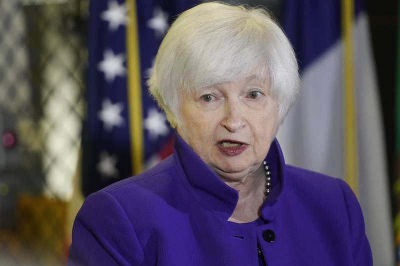 'I believe by the end of next year, you will see much lower inflation if there’s not … an unanticipated shock,' US Treasury Secretary Janet Yellen said. AP