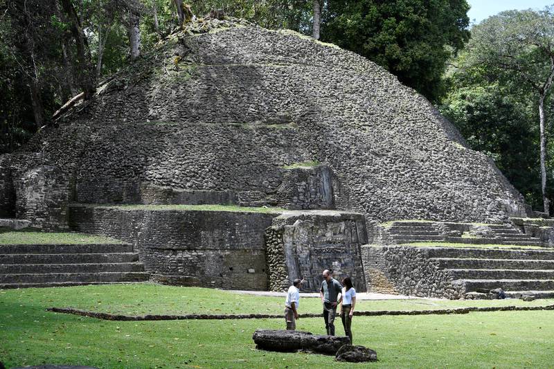 The couple view the ancient Mayan site and temple. Reuters