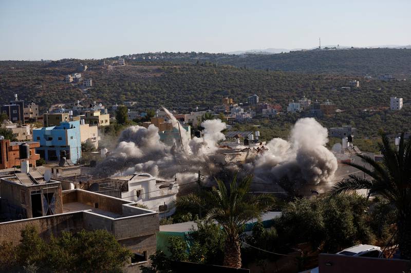 Israeli forces blow up the house of alleged Palestinian militant Yahya Mari, in Qarawat Bani Hassan in the occupied West Bank. Reuters