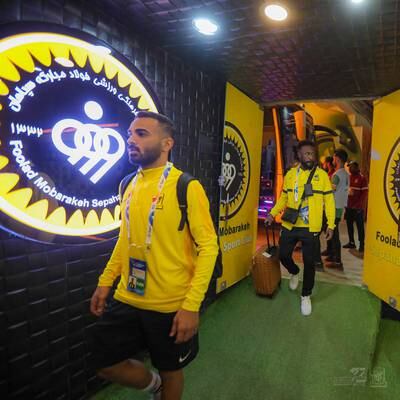 Al Ittihad players arrive at the Naghsh-e Jahan Stadium in Isfahan, Iran, ahead of their AFC Champions League group match. AFP