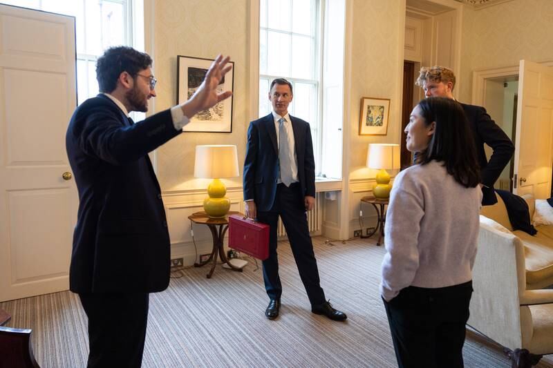 The Chancellor prepares for the budget with his team. Photo: HM Treasury