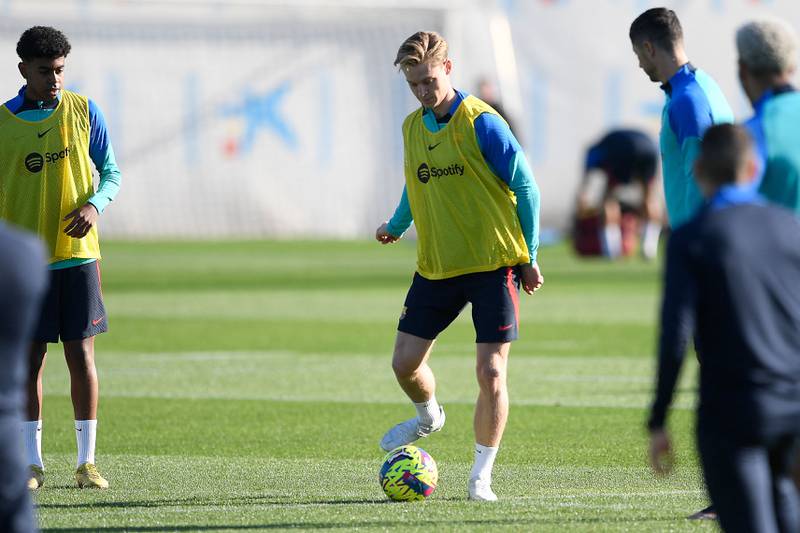 Barcelona's Dutch midfielder Frenkie De Jong takes part in a training session. AFP