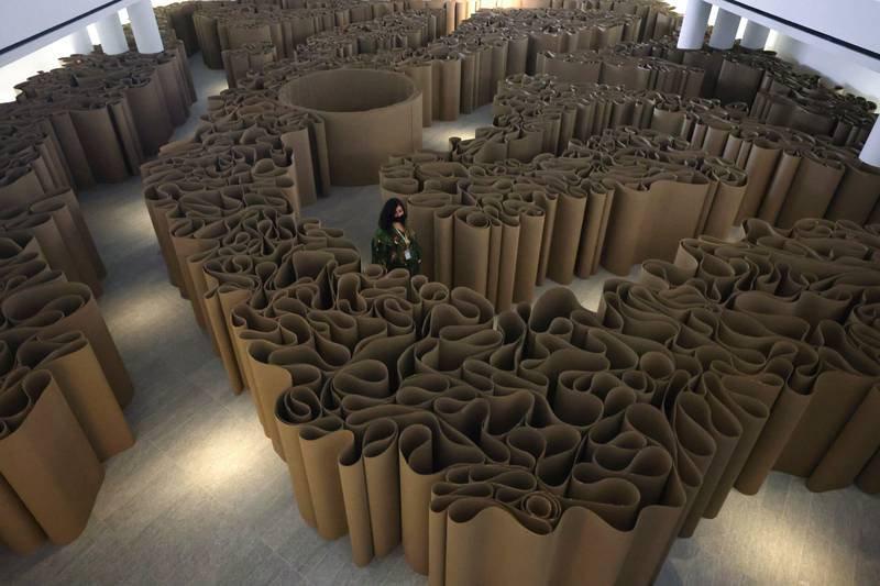 A work by Michelangelo Pistoletto as part of Louvre Abu Dhabi's latest exhibition, Stories of Paper. AFP 